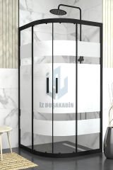 İZDUŞAKABİN OVAL SİYAH PROFİL DESENLİ CAM 5MM H:190